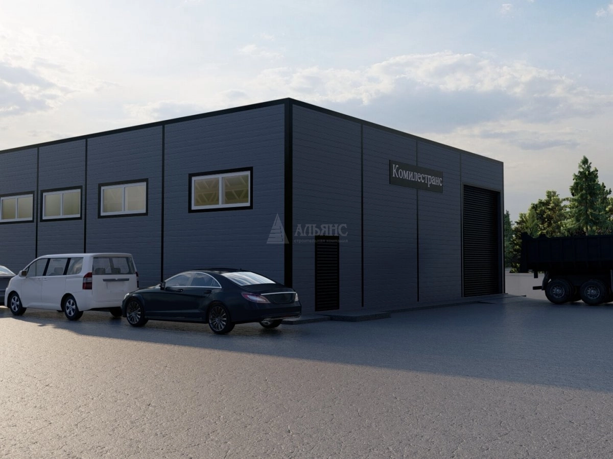 3D визуализация Гараж для грузовых автомобилей из сэндвич панелей - фото 3