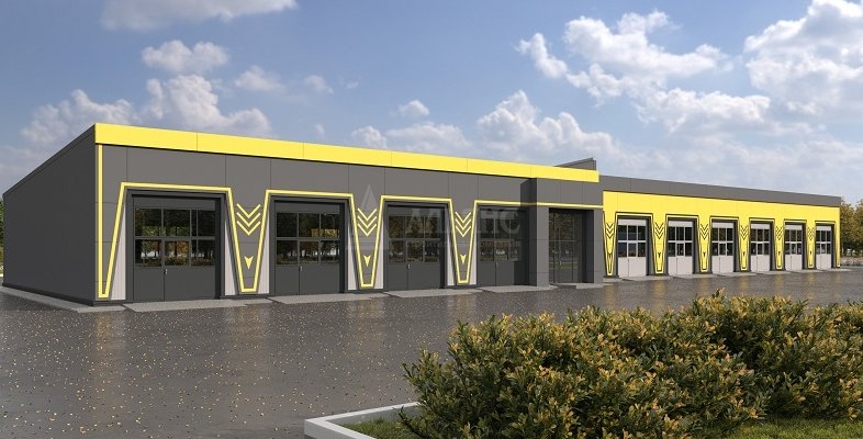 3D визуализация Здание СТО из сэндвич-панелей - фото 1