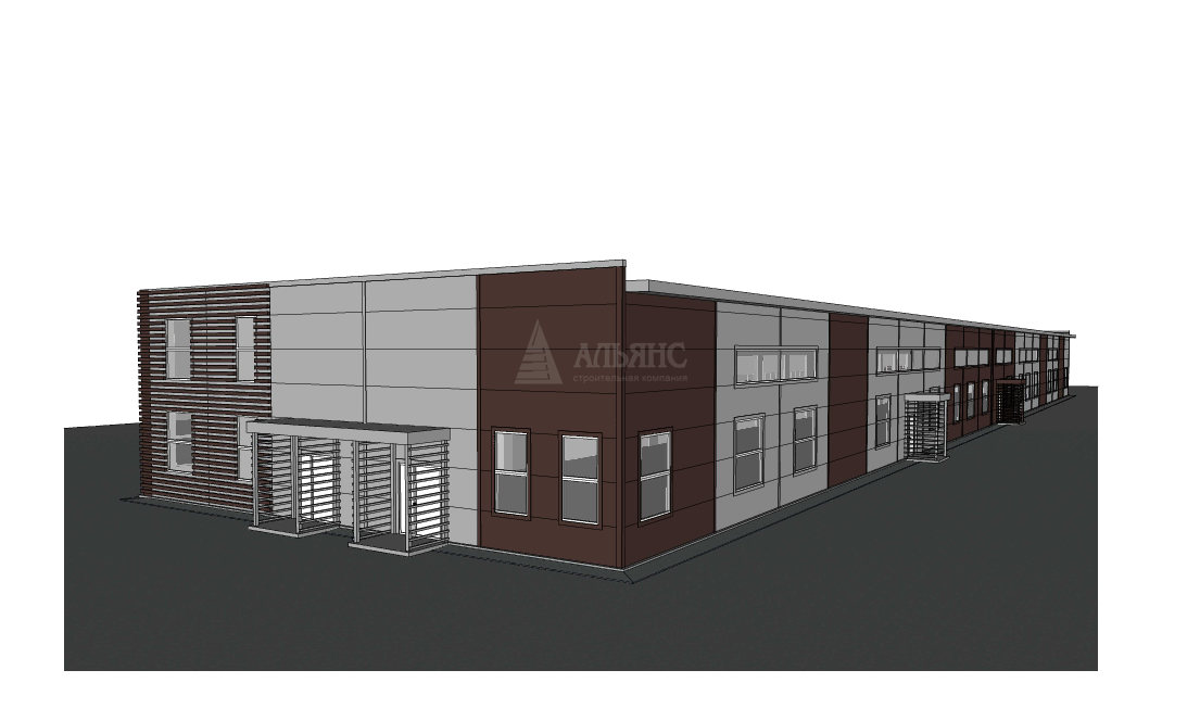 3D визуализация Склад-ангар с АБК из сэндвич-панелей - фото 12