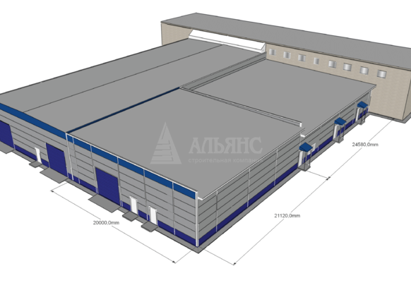 3D визуализация Ангар-склад из сэндвич-панелей - фото 10